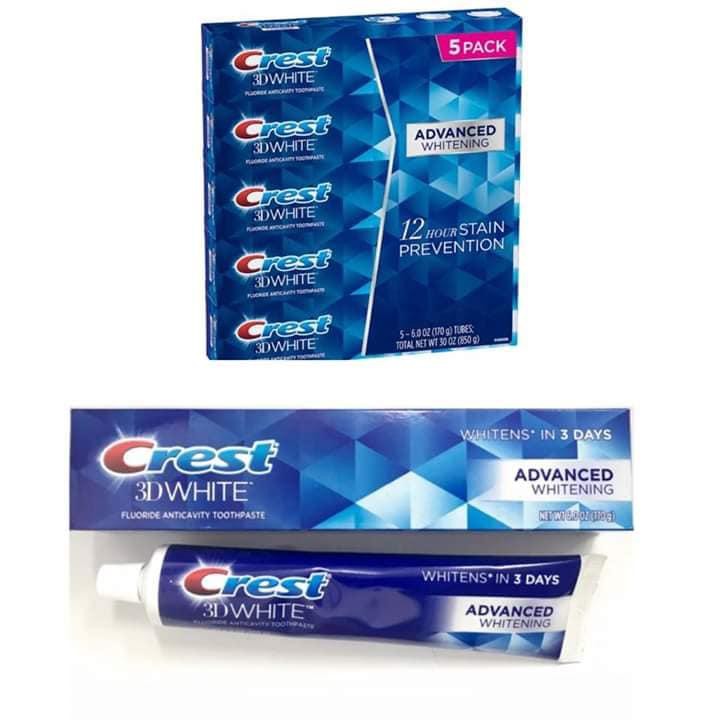 KEM ĐÁNH RĂNG CREST 3D WHITE ADVANCED WHITENING 158GR (MẪU MỚI)