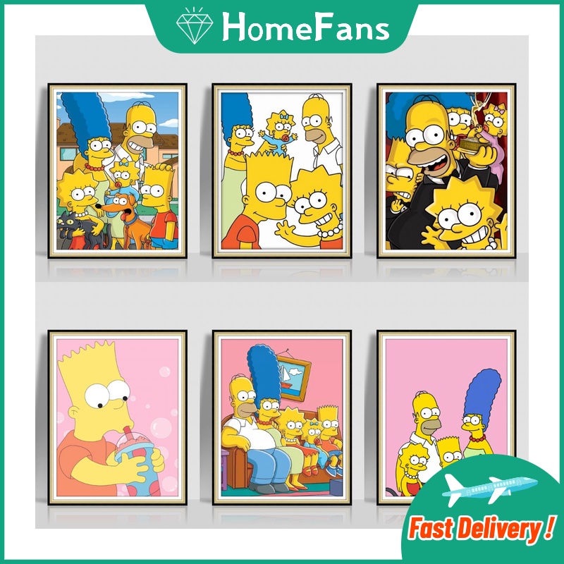 Bộ Tranh Đính Đá 5D Tự Làm 40x50cm Hình The Simpsons Trang Trí Nhà Cửa