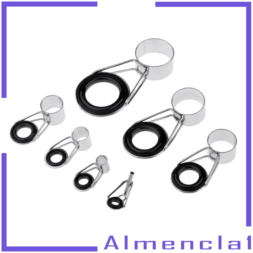 Bộ 7 vòng khoen dẫn dây câu cá bằng thép không gỉ