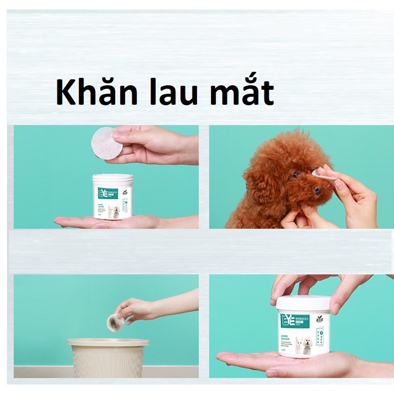 Hộp 130 chiếc - Khăn lau mắt thú cưng từ cây Lô Hội giúp chó mèo sáng mắt sạch mắt