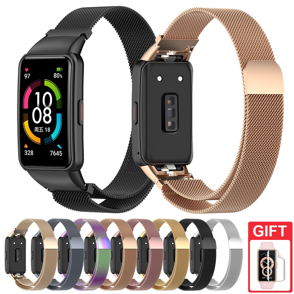 Dây đeo Milanese bằng thép không gỉ cho đồng hồ thông minh Huawei Band 6 Honor Band 6