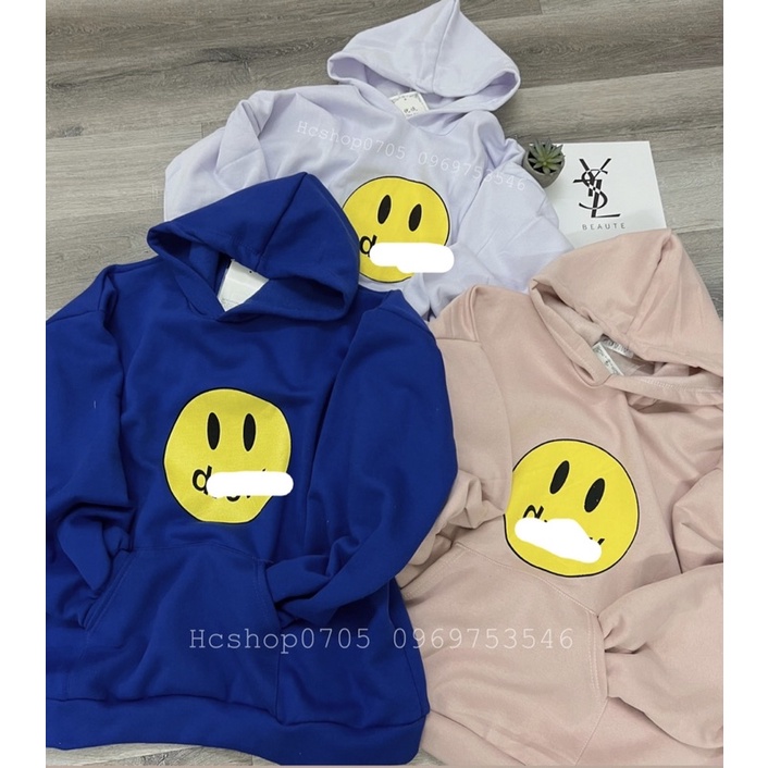 Áo Hoddie nữ, Áo Hoddie nam nữ in hình mặt cười, 3 màu form rộng dài kiểu dáng Hàn Quốc uzzlang | BigBuy360 - bigbuy360.vn