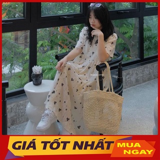 Váy Babydoll Hoa Nhăn 2 Lớp Hàng Quảng Châu M6044