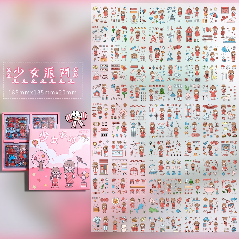 Set 100 Miếng Dán Trang Trí Hình Hoạt Hình Dễ Thương Cho Bé