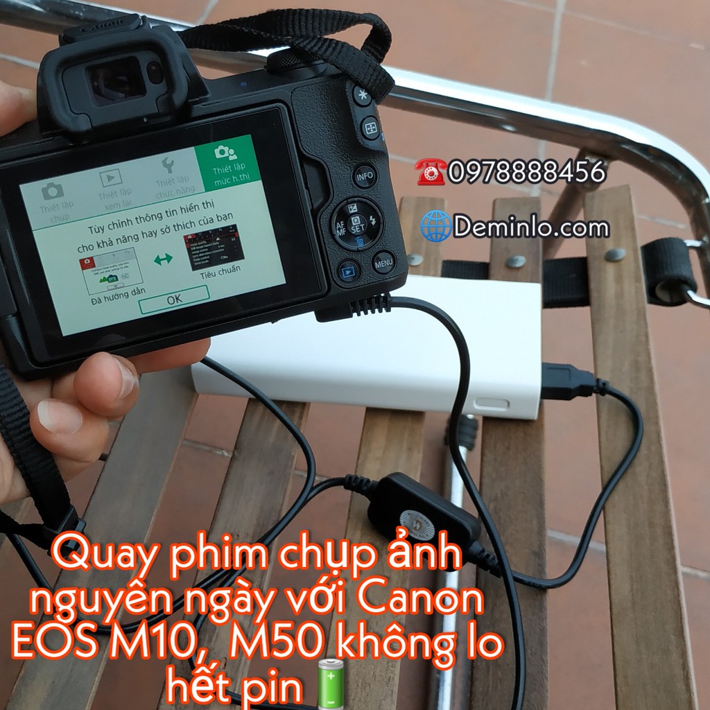 Pin Canon EOS M10 M50 100D pin dummy LP-E12 dùng sạc dự phòng