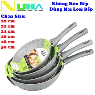 Chảo vân đá đáy từ chống dính GreenCook Gcp02-20/22/24/26/28/30cm-Không kén bếp