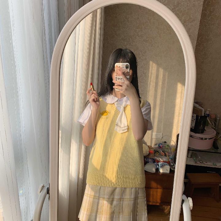 Áo Sweater Dệt Kim Không Tay Phong Cách Nhật Bản Xinh Xắn Dành Cho Nữ