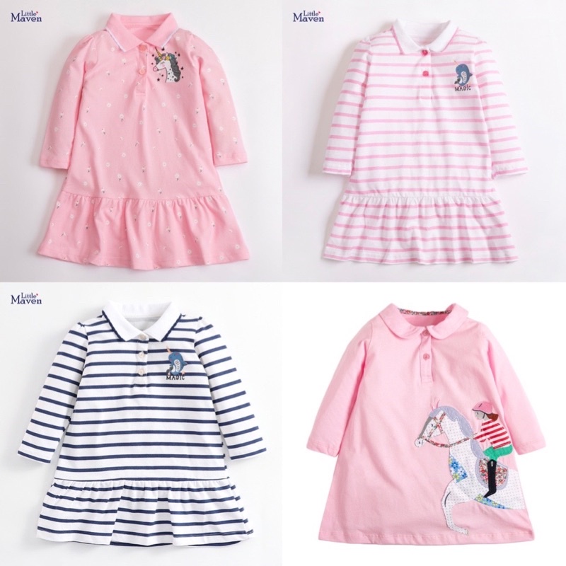 Váy cotton đuôi cá họa tiết cầu vồng cho bé gái, chất cotton po lô