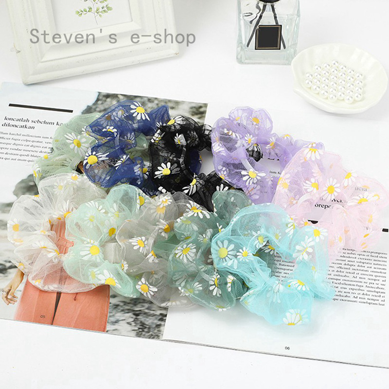 Dây buộc tóc thiết kế in hoa cúc độc đáo xinh xắn cho nữ