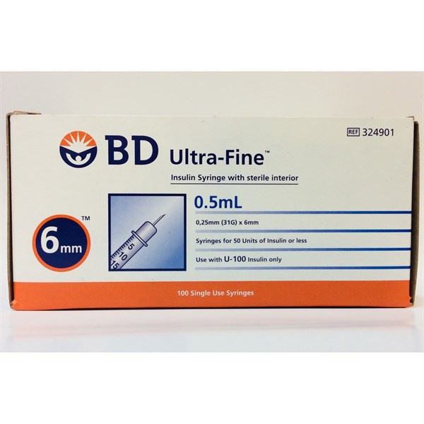 Kim tiêm tiểu đường Insulin BD 0,5ml cc x 30G hộp 100 cây tiêm meso giảm béo