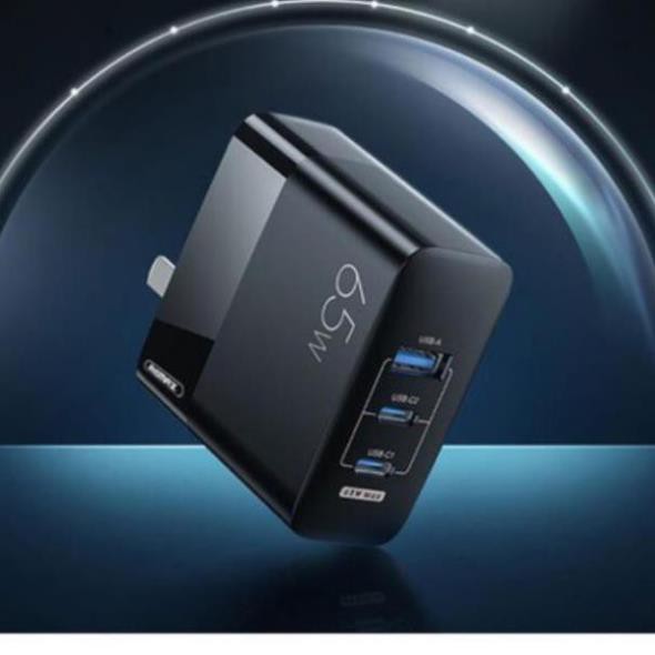 Củ sạc siêu nhanh 65W Remax RP-U59 cổng USB, cổng Type-C Hỗ trợ, QC 3.0, PD 3.0 cho điện thoại, macbook, ip