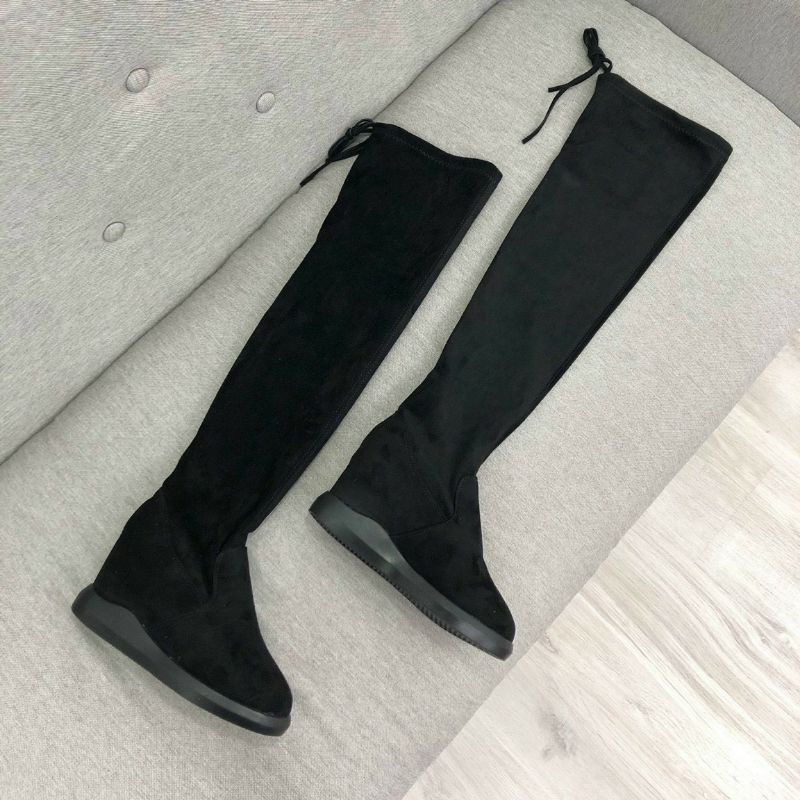 Boots đùi da lộn đế xuồng siêu tôn dáng.