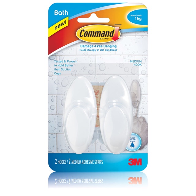 Móc Treo Tường Nhà Tắm Command (2 Cái / Vỉ)