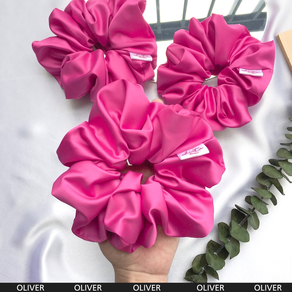 OLIVER - Dây chun buộc tóc Satin lì Scrunchies Handmade I Hot Pink
