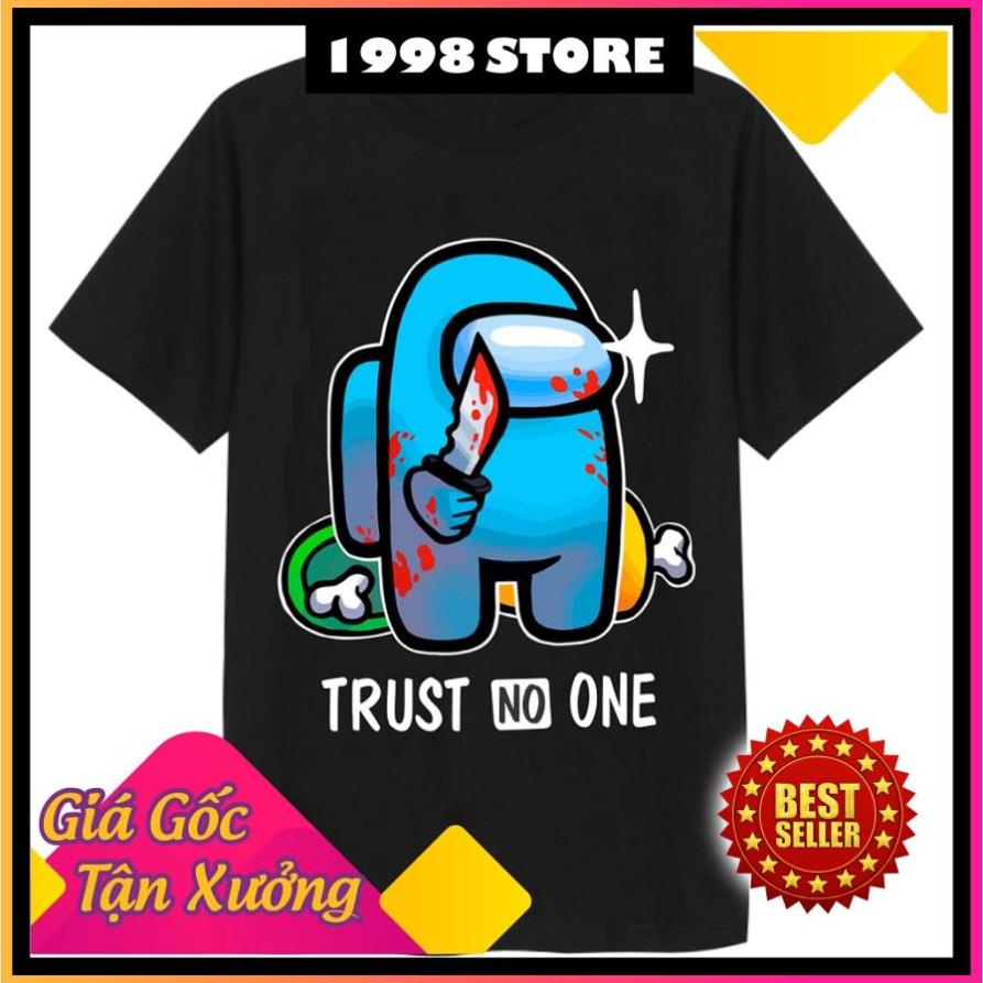 Áo Among Us màu đen in hình xanh siêu độc đáo cực hot đủ size