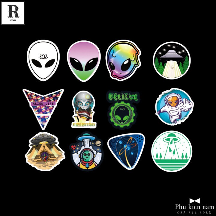 Sticker PVC Chống nước Hình dán trang trí Tường Alien ST026