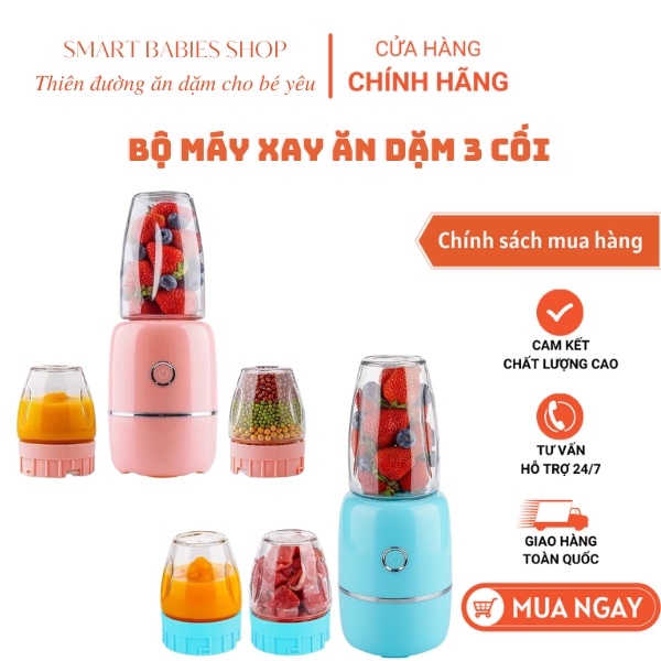 [Bản nâng cấp] Máy xay đa năng 3 cối thuỷ tinh dùng cho gia đình và bé ăn dặm