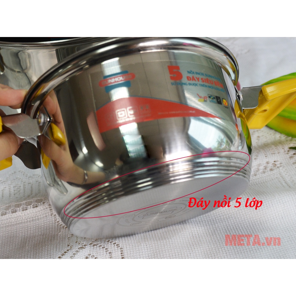 Bộ nồi 5 đáy cao cấp inox bếp từ Sunhouse SH781 HOẶC SH788 (TẶNG 1 KHĂN LAU)
