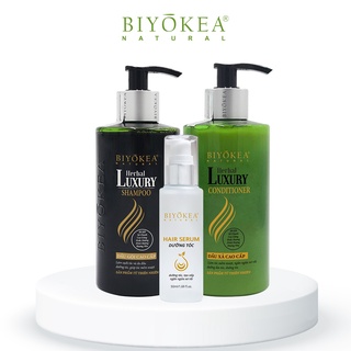Bộ dầu gội bồ kết thiên nhiên, dầu gội thảo dược ngăn rụng tóc kích thích mọc tóc Biyokea herbal luxury 50/320ml