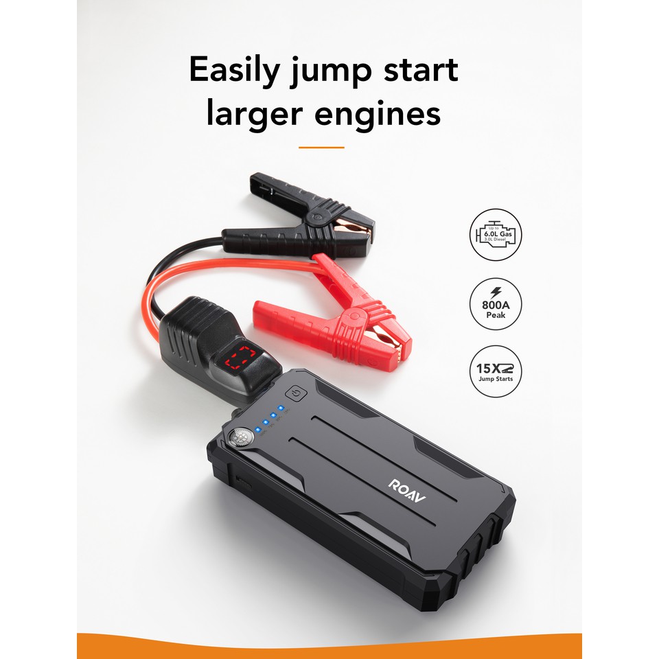 Bộ Pin sạc dự phòng kiêm kích bình ô tô ROAV Jump Starter Pro | BigBuy360 - bigbuy360.vn