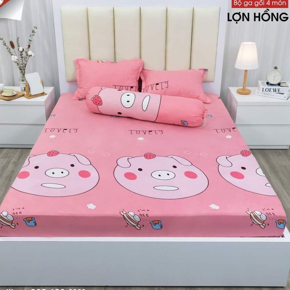 𝐒𝐇𝐎𝐏 𝐗𝐈̣𝐍 - Bộ ga gối cotton poly m6/m8 drap giường poly, ga trải giường kèm 2 vỏ gối nằm  Sakura JP
