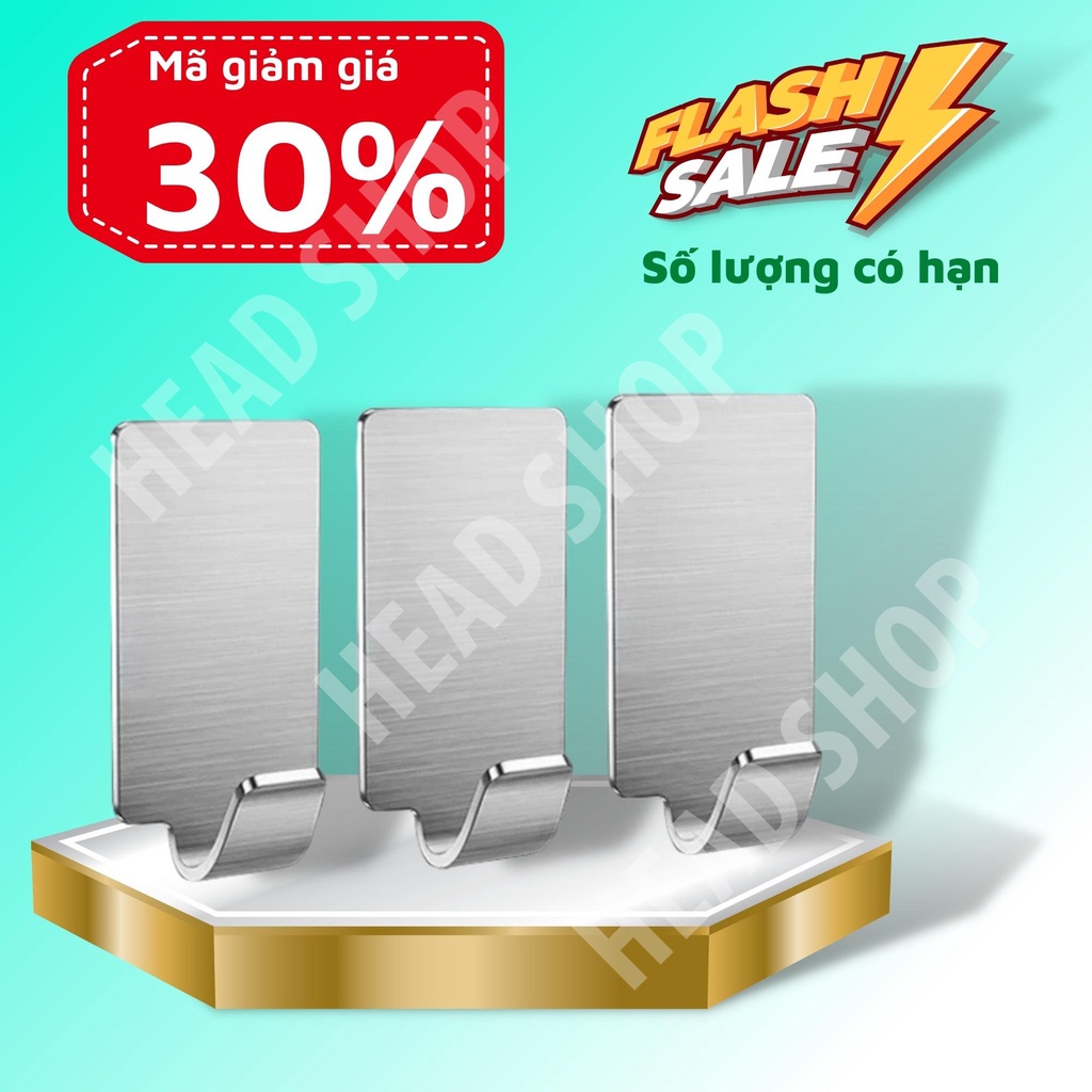 Móc treo đồ Inox 304 móc dán tường gạch men, kính - kèm keo dán siêu dính MKL HEAD SHOP