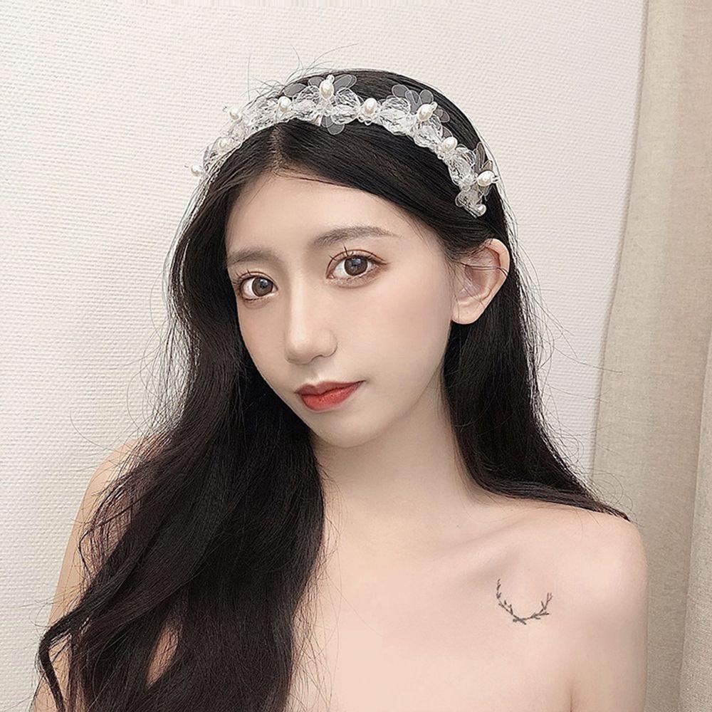 ANEMONE Băng Đô Cài Tóc Đính Hạt Nhựa PVC Hình Bông Hoa Phong Cách Hàn Quốc Dành Cho Nữ