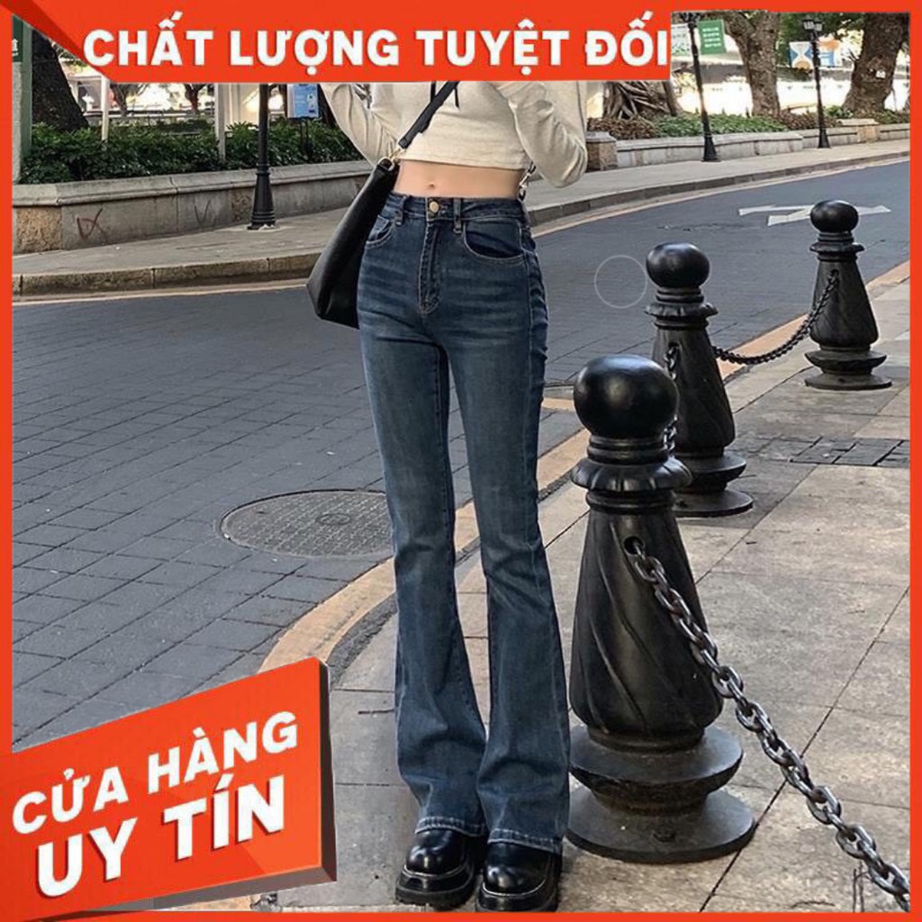 Quần jean ống loe phong cách retro chất co giãn tốt kèm ảnh thật sẵn đậm M | BigBuy360 - bigbuy360.vn