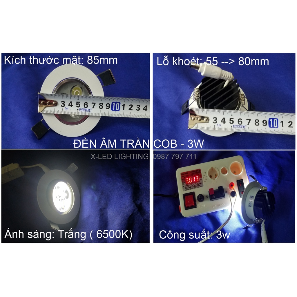 ĐÈN ÂM TRẦN SPOTLIGHT - COB, 1 MÀU , CHỈNH HƯỚNG - 3W