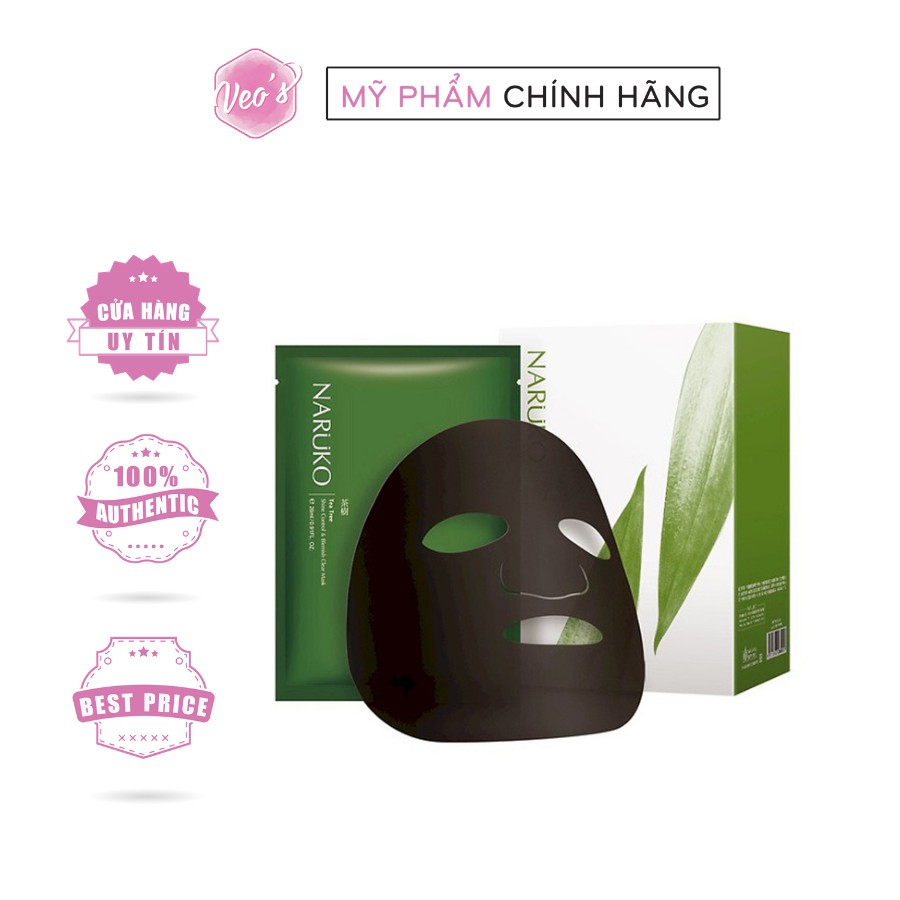 Hộp mặt nạ tràm trà kiềm dầu Naruko Tea Tree Shine Control & Blemish Clear mask