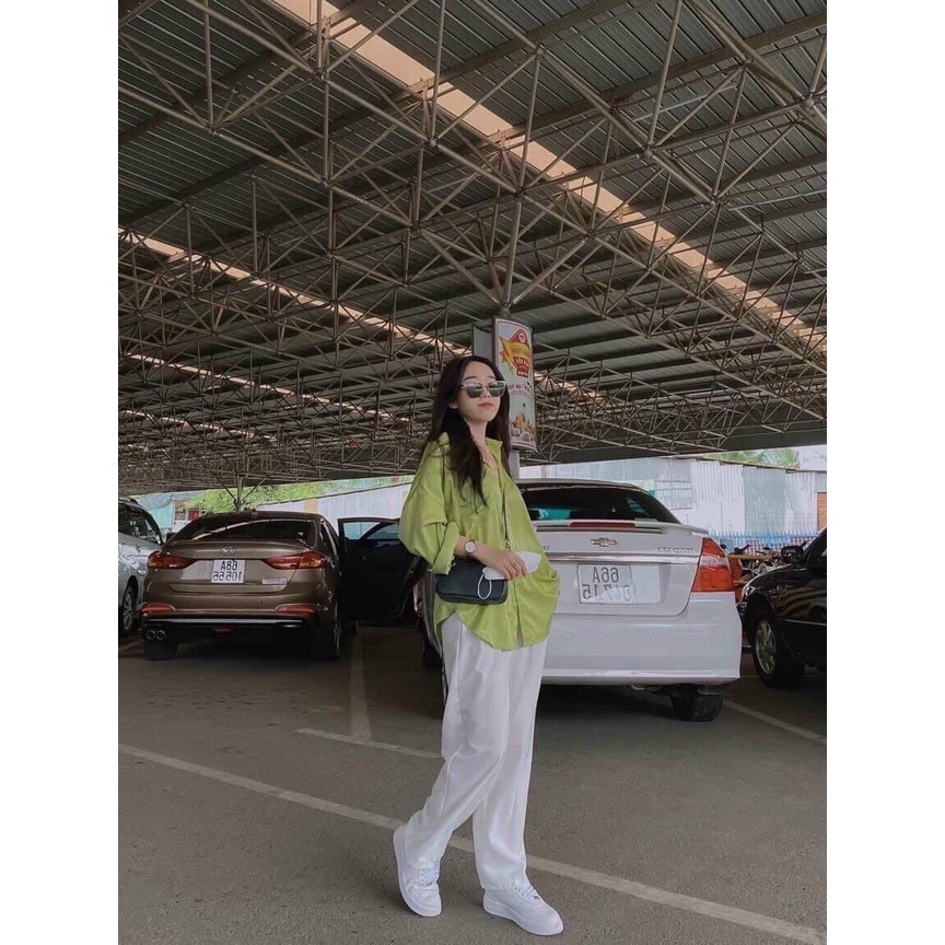 ( Sale Hót) Áo sơ mi xanh bơ From rộng Tay dài Phong CÁCH Trẻ Trung - ZADOLA FASHION