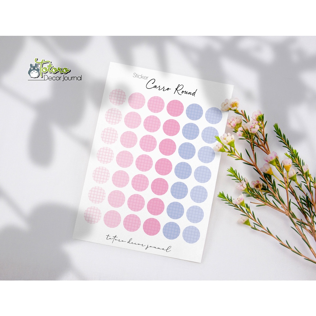 Sticker caro tròn màu patel dễ thương