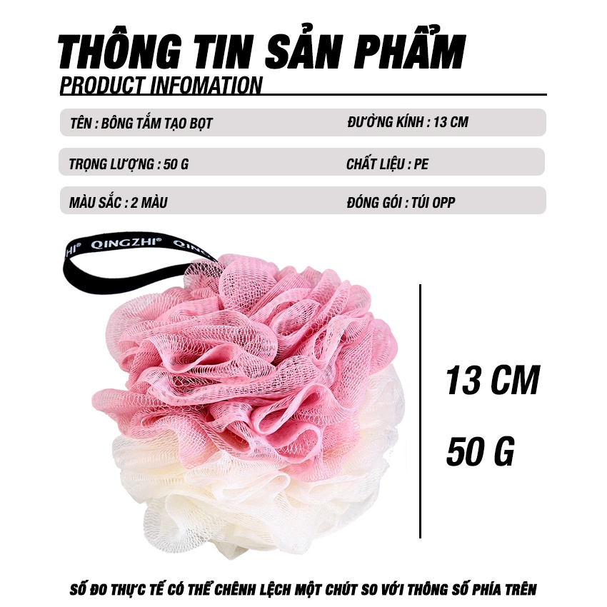 Bông Tắm Tạo Bọt , Bông Tắm Tròn Cao Cấp 2 MÀU LOẠI TO 50G – Đường Kính 13CM  – Mềm Mịn , Đàn Hồi , Thân Thiện Với Da