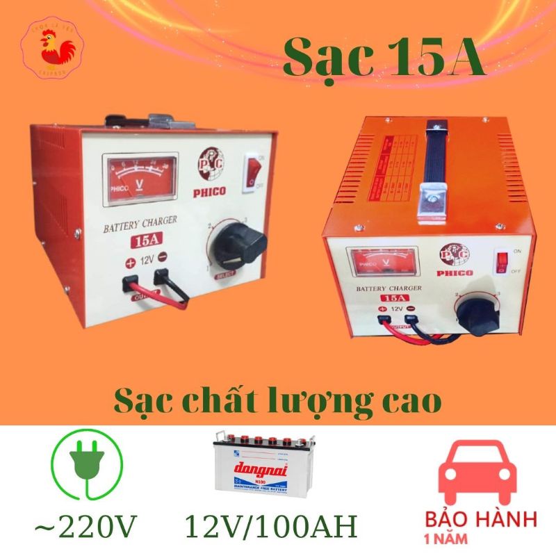 (Sạc bình 12v/100Ah) Sạc 3 chế độ cho dòng bình này với sạc bình dòng 15A