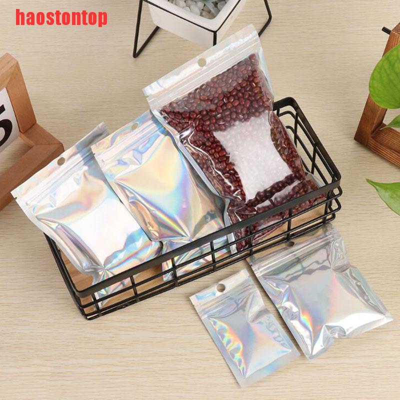 Set 10 Túi Zip Trong Suốt Đựng Trang Sức / Mỹ Phẩm Màu Laser