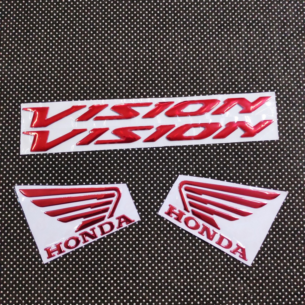 (TEM VISION) Bộ sưu tập tem chữ nỗi VISION và cặp cánh chim WINGS HONDA độ màu dán trang trí xe siêu chất