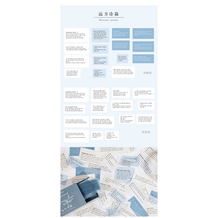 Set 60 Tờ Giấy In Chữ Độc Đáo Dùng Trang Trí Sổ Tay/ Đồ Thủ Công