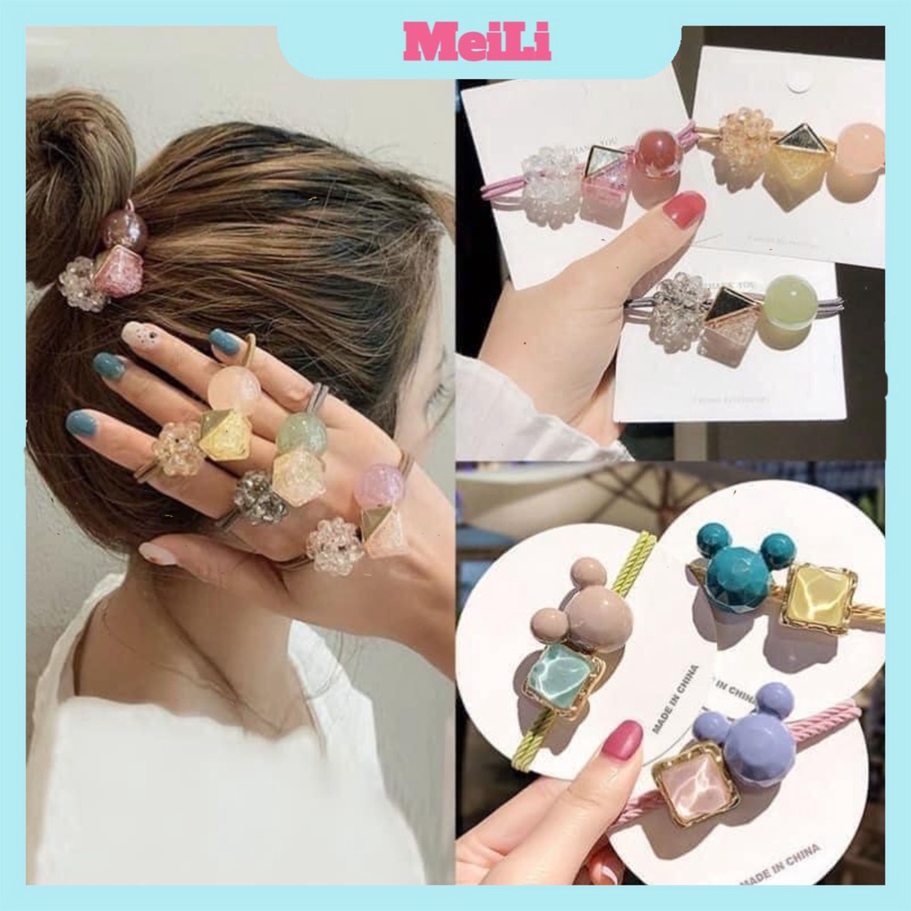 Túi 20 chun buộc tóc nhựa trong mix nhiều hình dễ thương (tuyển sỉ).