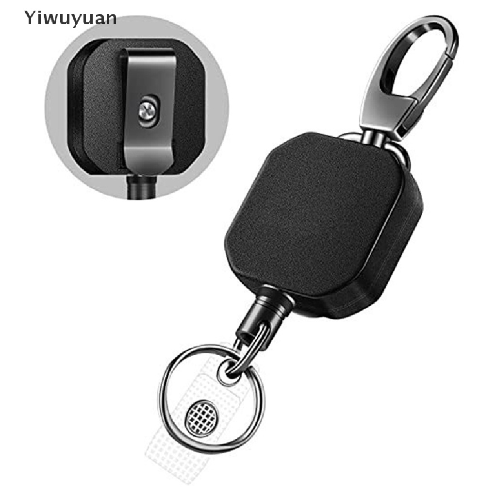 &lt; Yiwuyuan &gt; Móc Khóa / Dây Nịt Thẻ ID Bằng Kim Loại Chịu Được Sức Nặng Có Thể Thu Gọn