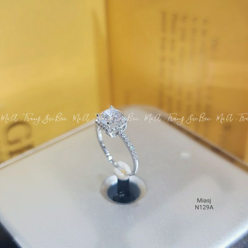 Nhẫn nữ Bạc Ý S925 hột đá vuông cao cấp miễn phí xi Kim N129A| Mi.A Trang sức bạc MiASJ