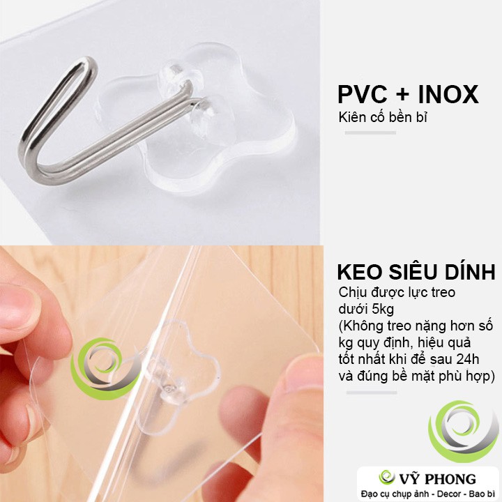 (LOẠI SIÊU DÍNH) HỘP 10 MIẾNG DÁN NHỰA MÓC TREO INOX MA THUẬT SIÊU DÍNH 6x6cm KHÁNG NƯỚC VÀ TÁI SỬ DỤNG ĐƯỢC HGD-78