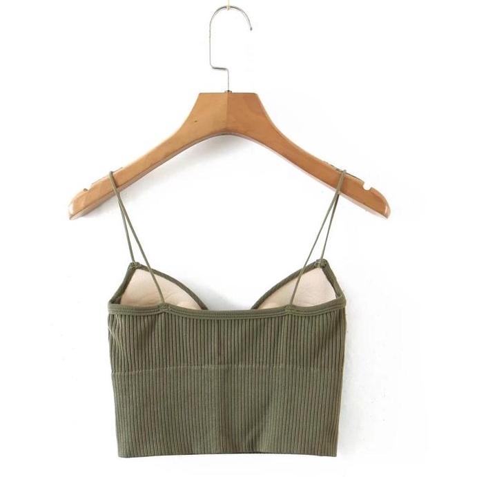 Áo Hai Dây Cổ Chữ V Có Đệm Ngực Màu Sắc Đơn Giản Dễ Phối Đồ Dành Cho Nữ