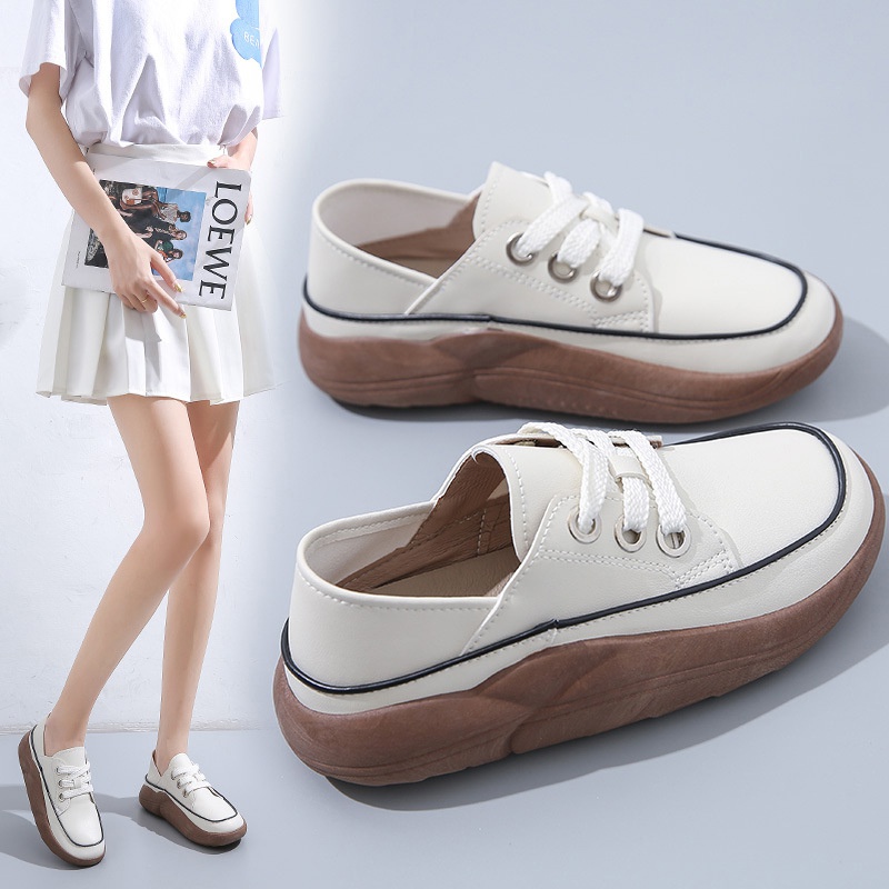 Giày Trắng Đế Dày Buộc Dây Thoải Mái Thời Trang Mùa Thu 2022 Mới Cho Nữ
