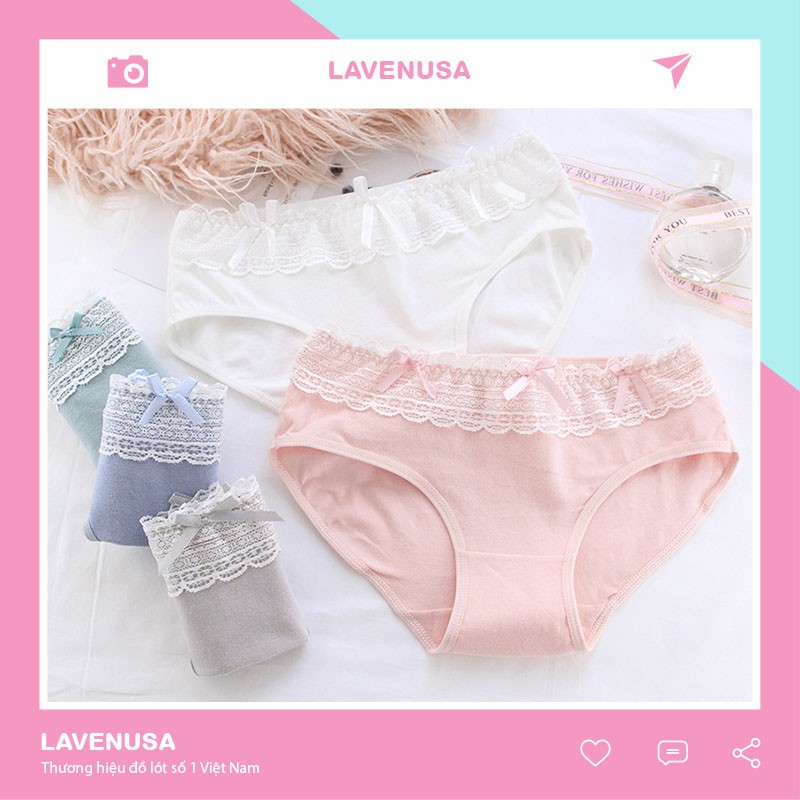Quần lót nữ cotton viền ren dễ thương nữ tính thoáng mát LAVENUSA QL65