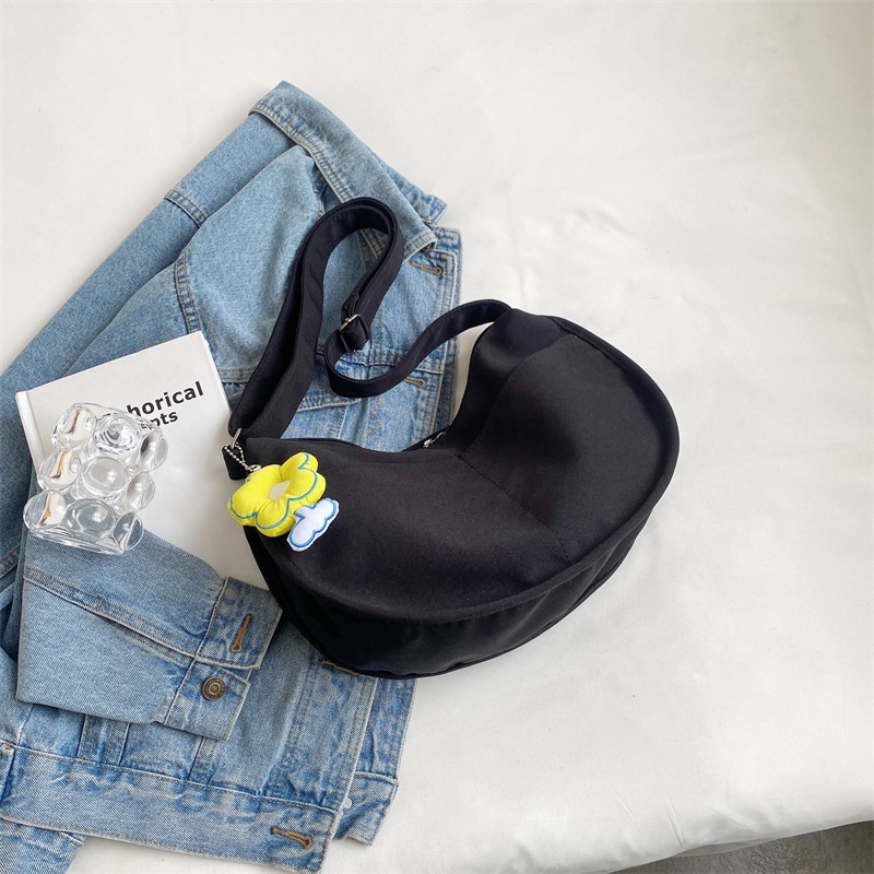 Túi Xách Vải Canvas Hình Bán Nguyệt Cỡ Lớn Thời Trang Cho Nữ