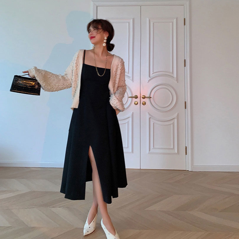 Váy Yếm Dáng Dài Màu Đen Thiết Kế Đơn Giản Trẻ Trung Hợp Thời Trang | BigBuy360 - bigbuy360.vn