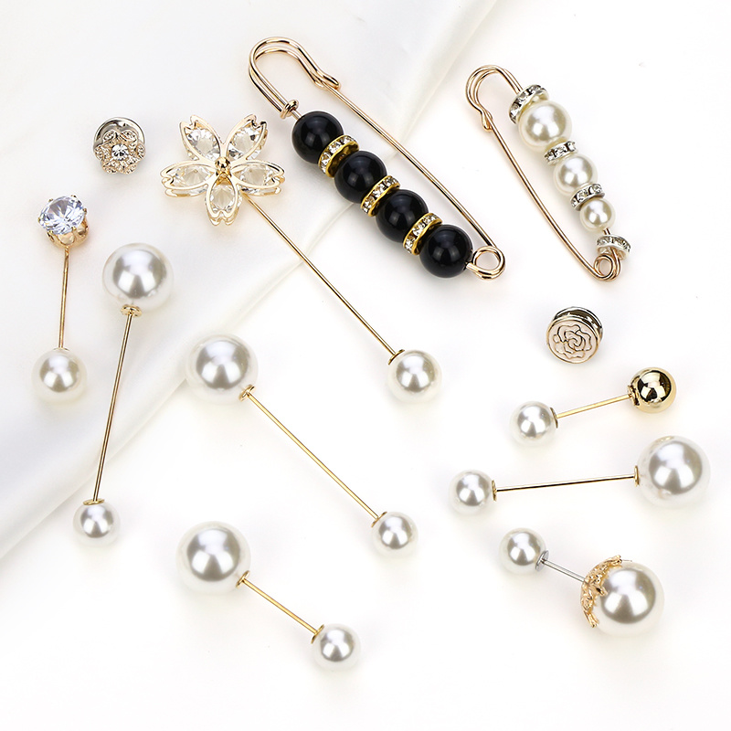 Ghim cài áo đính đá và ngọc trai giả nhiều kiểu dáng xinh xắn dành cho nữ