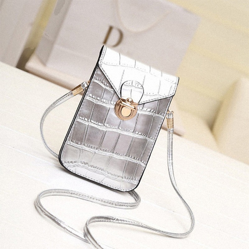 Seng Túi Xách Mini Màu Trơn Họa Tiết Da Cá Sấu Cổ Điển Có Khóa Thắt Lưng Cho Nữ