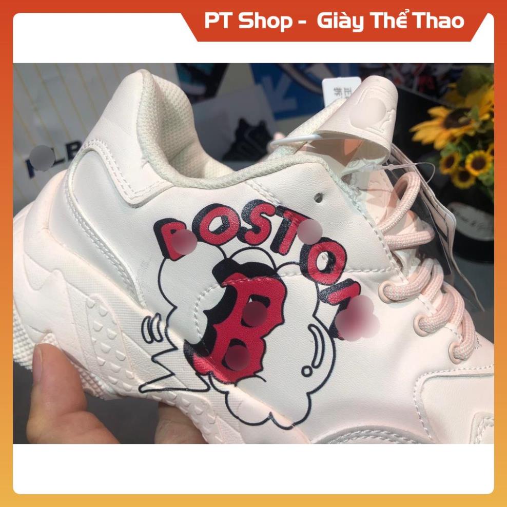 [FreeShip – Hàng Xịn] Giày thể thao M.L.B chữ B Boston Trắng Hồng Full hộp, Giầy Sneaker M.L.B Boston chữ B hồng trắng