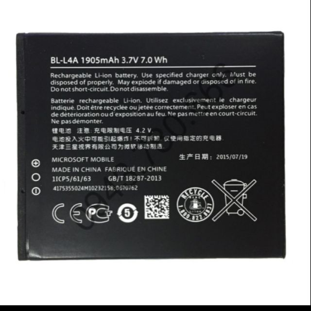 Pin NOKIA-LUMIA 535/540(BL-L4A) Zin bảo hành 6 tháng